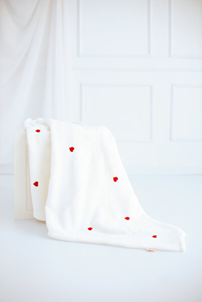 liaboo Kalp Desenli Beyaz Welsoft Bebek Battaniyesi – Yumuşak Peluş Battaniye...