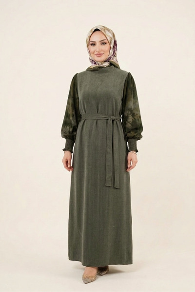 Safgiyim44 Long Sleeve Dress - Khaki