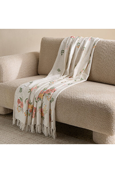 Home Box Age Embroidered Cotton Throw - 127x152 cm