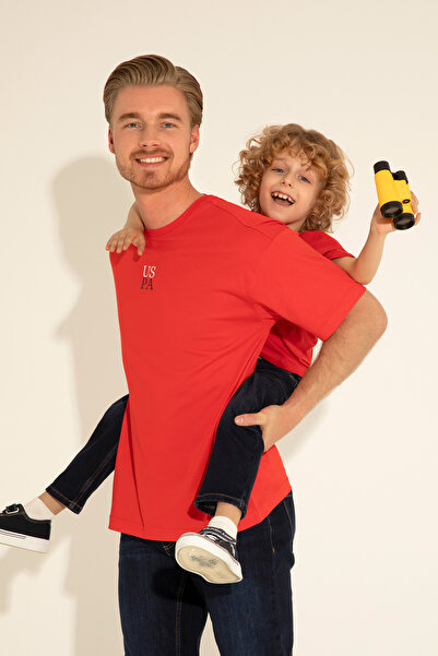 U.S. Polo Assn. Tricou Bărbați Pe Roșu Cu Guler Rotund