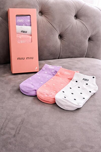 Miu Set of 6 Pairs of Cotton Short Cotton Socks, Comfortable, Breathable, Mod...