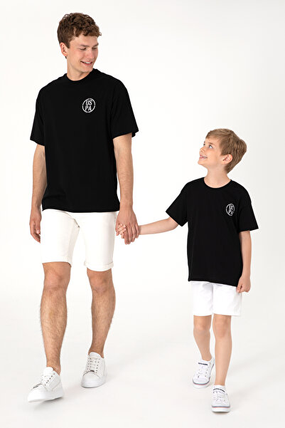 U.S. Polo Assn. Tricou Bărbați Negru Cu Guler Rotund Și Print USPA Oversize
