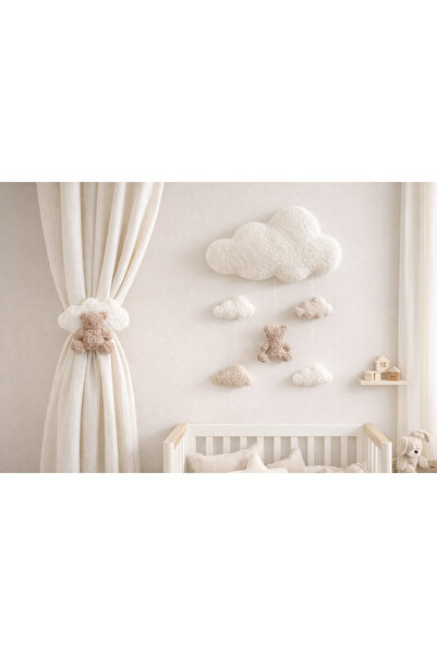 SefDen Lazer Kesim Atölyesi Bulut Ayıcık Bebek Odası Duvar Süsü ve Perde Bağı...