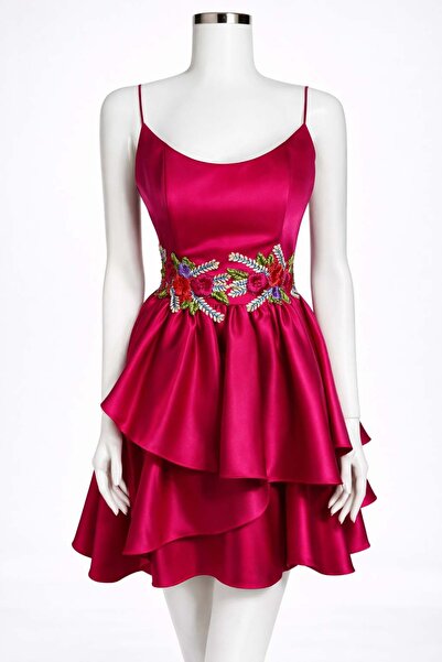 DANIELITE COUTURE Fuchsia dress with floral embroidery