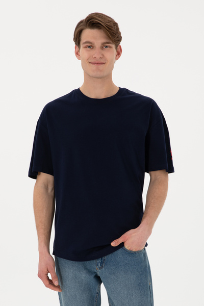 U.S. Polo Assn. Tricou Bărbați Bleumarin Oversize Cu Logo Brodat Pe Mânecă