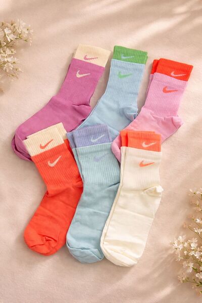 FASHION Σετ 6 ζευγαριών γυναικείες κάλτσες, πολύχρωμες, άνετες, παστέλ χρώματα