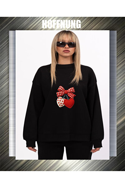 HOFFNUNG Unisex Cotton Lu Oversized 2Hearts Printed Hooded Collar Comfortable...