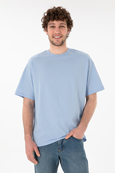 U.S. Polo Assn. Tricou Bărbați Albastru Deschis Cu Guler Rotund Oversize