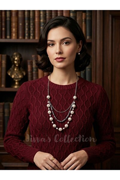 Jivva's Collection Elegance Layered Bijouterie Pearl Necklace. Special Design