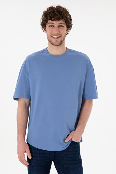 U.S. Polo Assn. Tricou Bărbați Albastru Prăfuit Oversize Cu Logo Brodat Pe Mâ...