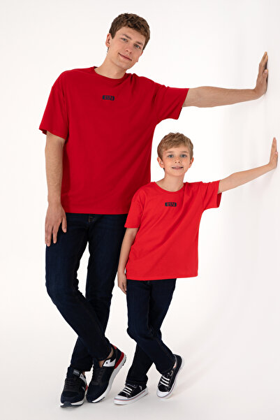 U.S. Polo Assn. Tricou Bărbați Roșu Cu Guler Rotund Și Print USPA Oversize