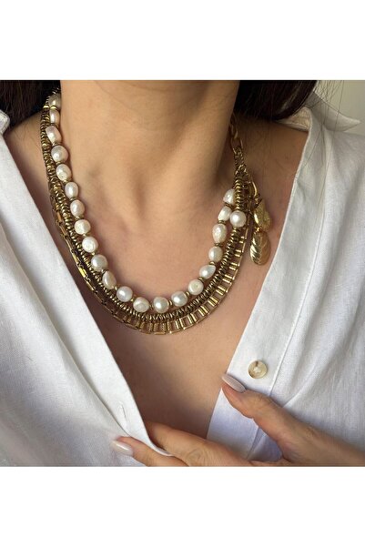 Venus Design Çelik Çoklu Doğal İnci Kolye