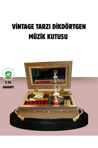 Energic Müzikli Piyano Takı Kutusu - Balerinli Lüks Parlak Yüzeyli Dekoratif ...