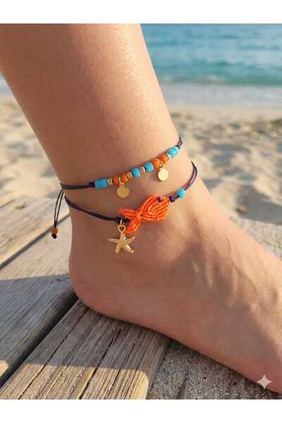 EL YAPIMI Set of Macramé Fish Anklet Bracelets