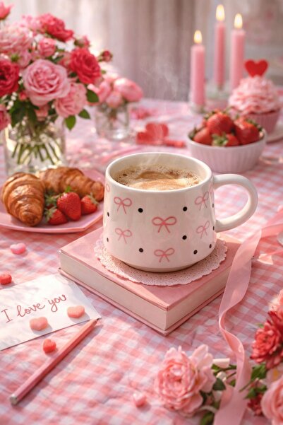 Casa Plus Fiyonk Puantiye Desenli Kupa Bardak Mug 200ml