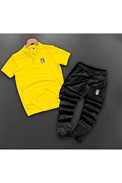 NOFLEN İtaly Polo Collar Men's Tshirt S Scuba Sweatpants