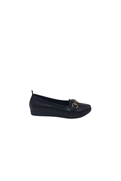 Zerhan Pantofi Ceylan 3056 pentru femei, Black Stone cu cataramă balerini