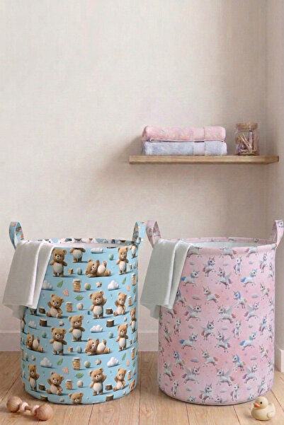 Paris Home Αρκουδάκι και χαριτωμένο άλογο Με σχέδιο Καλάθι παιδικών παιχνιδιώ...