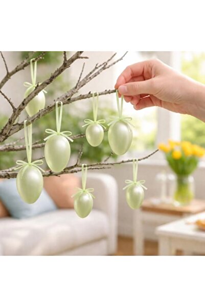 OEM Ouă decorative cu perle verde mentă - 10 buc