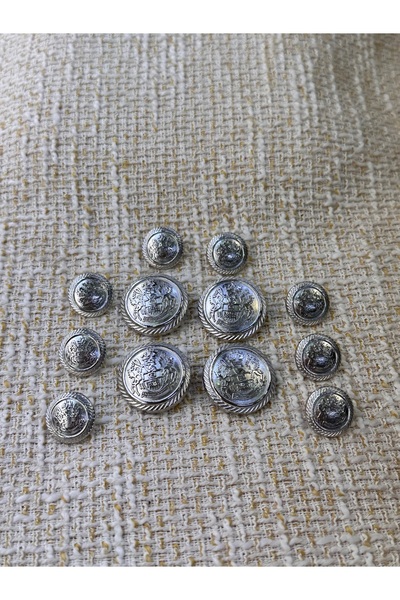 ODDA TASARIM ATÖLYESİ Silver Color Blazer Jacket Button Set (4 Large, 8 Small)
