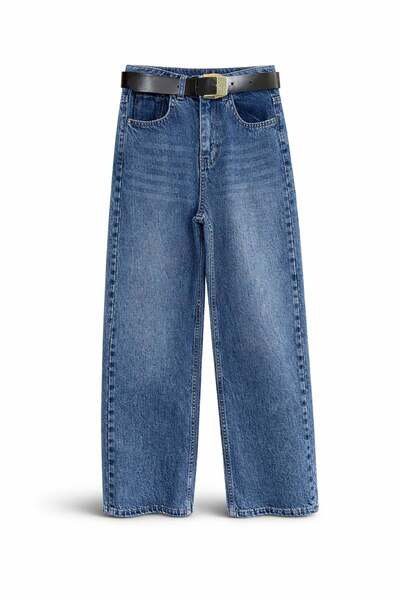 5in1Canpolat Pantaloni Tensel denim albaștri, pachet de curea 0030