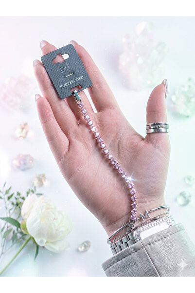 Collection by BZ Pembe Kare Zirkon Taşlı Gümüş Renk Pirinç Su Yolu Kadın Bile...