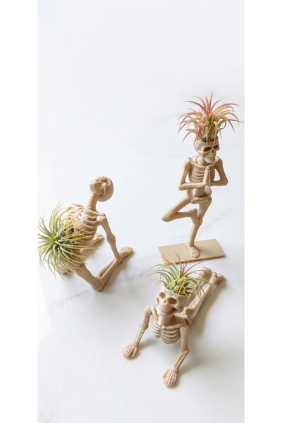 Markasız ucuz BABURA Yoga Yapan 3'lü Dekoratif İskelet Biblo Seti - Meditasyo...