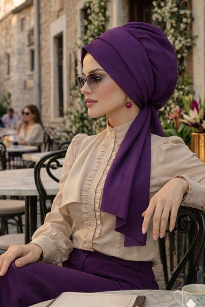 Aişe tesettür Plum Scarf Bonnet
