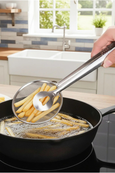 Kapital plastik Strainer Colander Boiling Frying Tongs