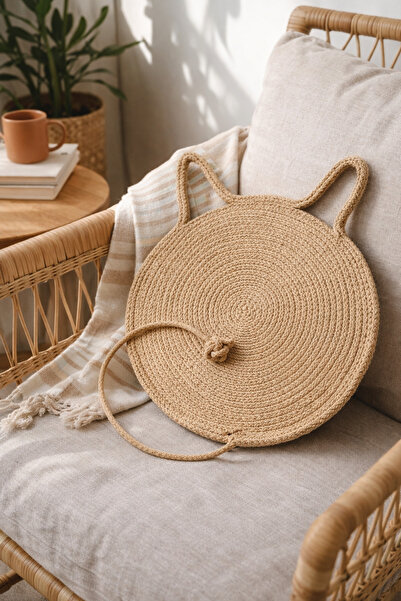 Naspar سجادة خدش للقطط مصنوعة يدويًا من قطن خيطًا - سرير قطط محبوك طبيعيًا بي...