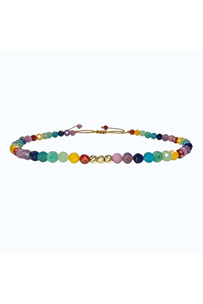Zephyrs Bijoux Rainbow Bracelet with 3 Balls 14K Gold 2.5mm