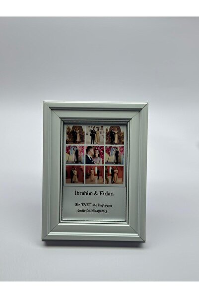 Atelier Baskı Düğün ve Nişan Anısı Kolaj Çerçeve - 9 Kare Fotoğraf Baskılı Ca...