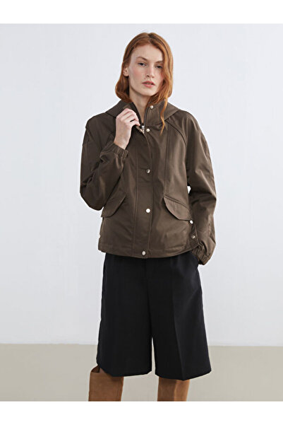 LC Waikiki Rmz Gi̇yi̇m Farkiyla Hooded Loose Fit Women's Raincoat