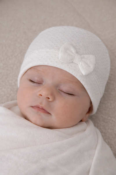 miniboncuk Baby Girl Bowknot Combed Cotton Hat – Newborn Cotton Soft Baby Hat