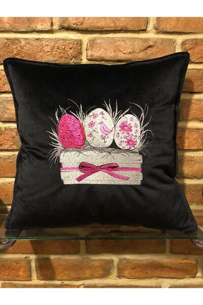 harmony factory Brodat catifea Husă de pernă pentru canapea Coș cu ouă de Paș...
