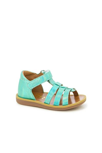 PETIT-ATELlER Girls Metallic Iridescent Leather Fisherman Sandal Velcro Closu...