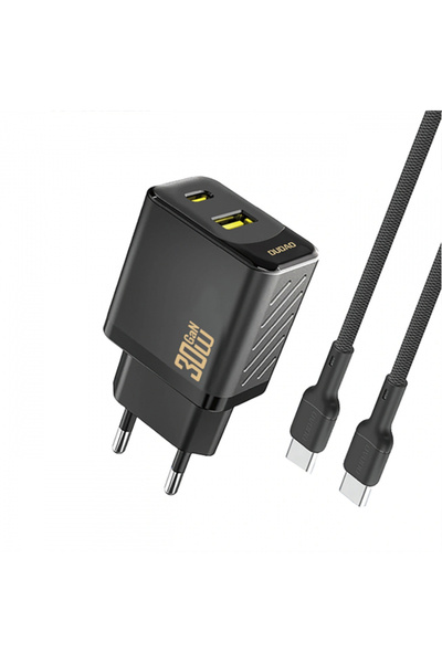 DUDAO Incarcator Retea Cu Cablu USB-C A27TCEU, 30W, 1 x USB-A - 1 x USB-C, Negru