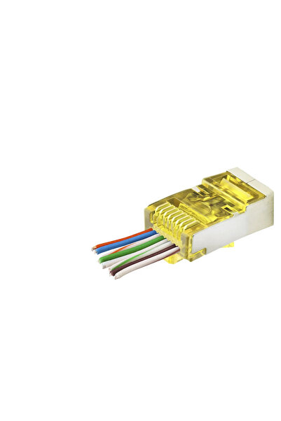 naque Cat6E Ez Rj45 Metal Connector 100 Pieces Plastic Box - Yellow Nd2416