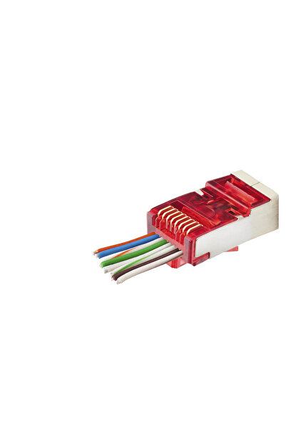 naque Cat6E Ez Rj45 Metal Connector 100 Pieces Plastic Box - Red Nd2419