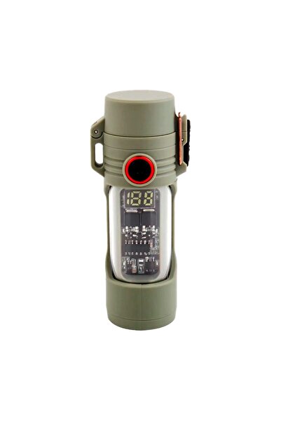 HAKİ USB Type-C Şarjlı ARC Çakmak 200 Lumens LED El Feneri Rüzgar Geçirmez Su...