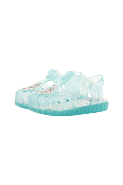 PETIT-ATELlER Kids Transparent Aqua Blue Jelly Sandal Caged Toe Velcro Bear P...
