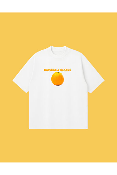 PURE POWER Portakal Naturally Orange Boxy Fit Oversized Unisex 100% Cotton-Pa...