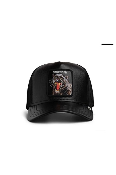 Goorin Bros Siyah Derili panter amblemli şapka şapka