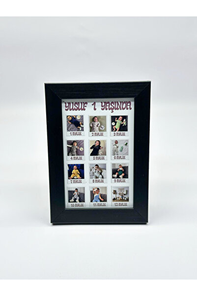 Atelier Baskı Kişiye Özel 12 Ay Bebek Gelişim Çerçevesi - 1 Yaş Doğum Günü Pa...