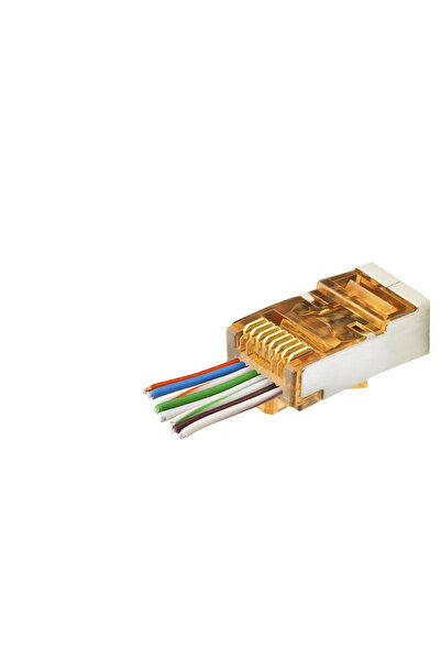 naque Cat6E Ez Rj45 Metal Connector 100 Pieces Plastic Box - Orange Nd2421