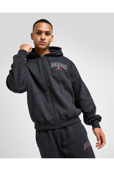 Nike Jordan Brooklyn Oversized Fz Hoodie Men's Black Hooded Brushed Inside Sw...