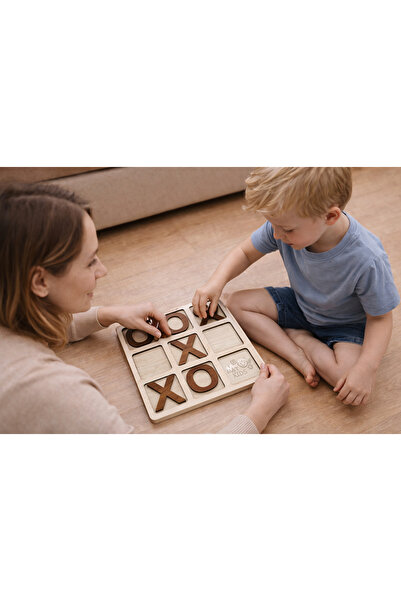 M&T KIDS Mini ahşap XOX Oyunu , - Eğitici Masa Oyunu, İnteraktif Strateji Zek...
