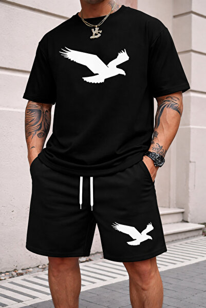 CLASSY.MODA Men's Printed T-Shirt Shorts Set Summer Comfortable Fit Oversized...