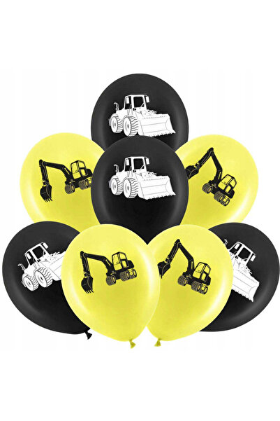 Procos Set of 8 Construction Machinery balloons, approximately 28 cm high