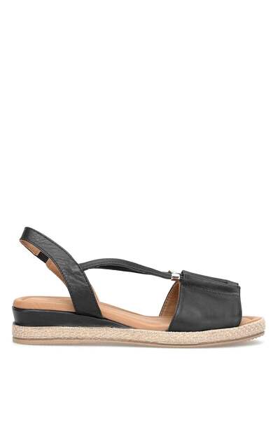 Ayakkabı Fuarı Elit Zyn1276 Women's Genuine Leather Flat Sandals Black